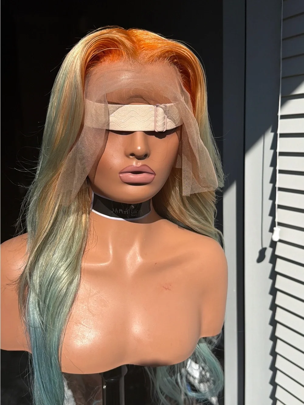 Long 30 in 13x6 Straight Blonde to Blue Ombre Lace Front Wig human hair